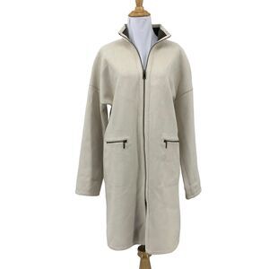 Yansi Fugel Midi Overcoat Women S Small Faux Suede Full Zip Microfiber Jacket